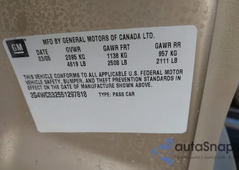 2005 Buick Lacrosse Cx из США, поврежденный, VIN 2G4WC532551297818